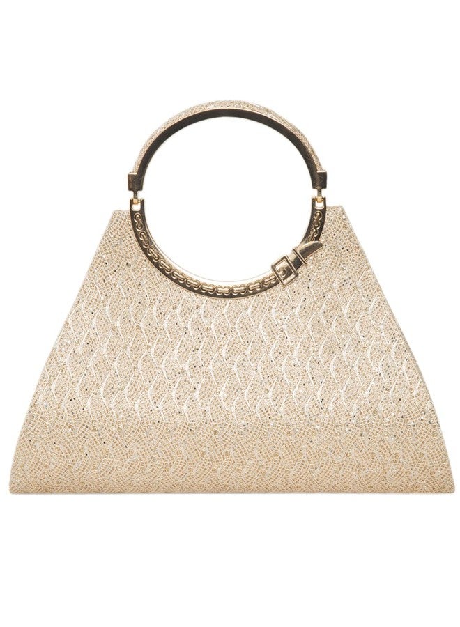 ADISA Women Girls Clutch Bag Purse Handbag Wedding Bridal (Gold) - Image 1